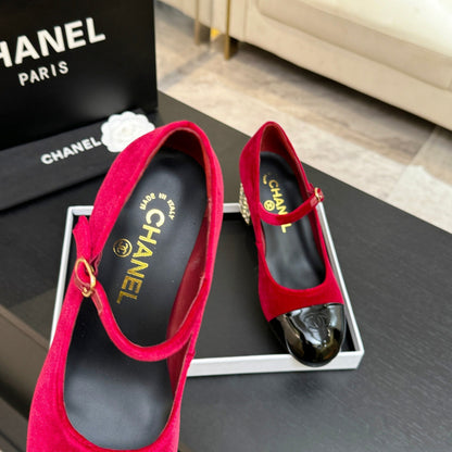 CC 2026 Mary Jane 65 Red Velvet Leather  700644