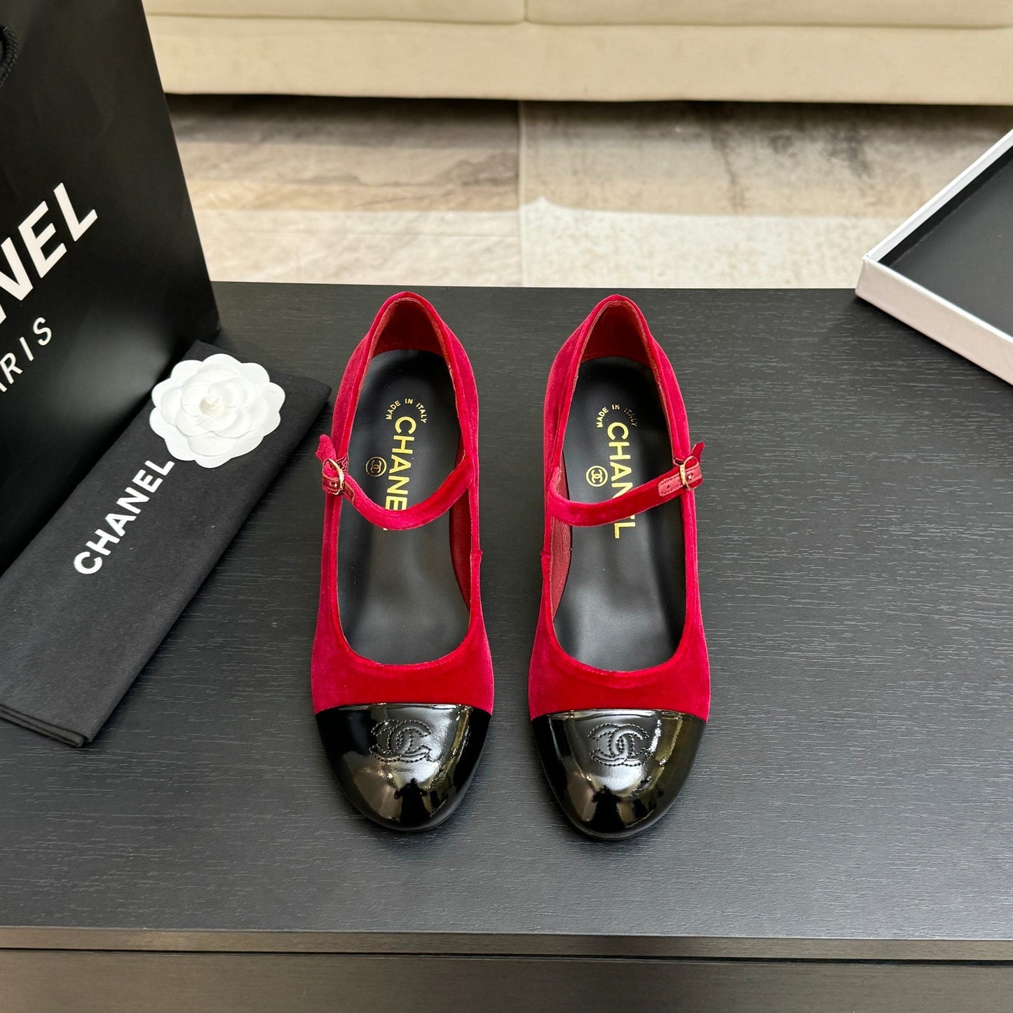 CC 2026 Mary Jane 65 Red Velvet Leather  700644