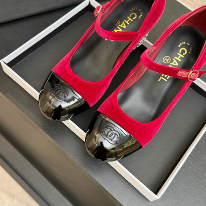 CC 2026 Mary Jane 65 Red Velvet Leather  700644