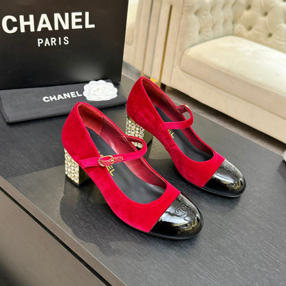CC 2026 Mary Jane 65 Red Velvet Leather  700644
