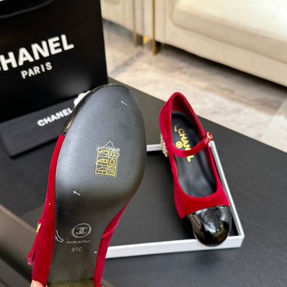 CC 2026 Mary Jane 65 Red Velvet Leather  700644