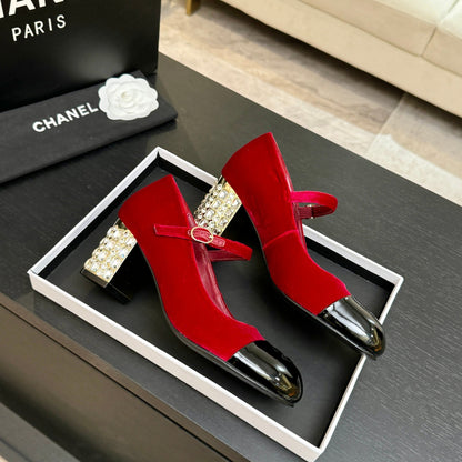 CC 2026 Mary Jane 65 Red Velvet Leather  700644