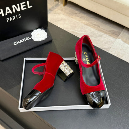 CC 2026 Mary Jane 65 Red Velvet Leather  700644