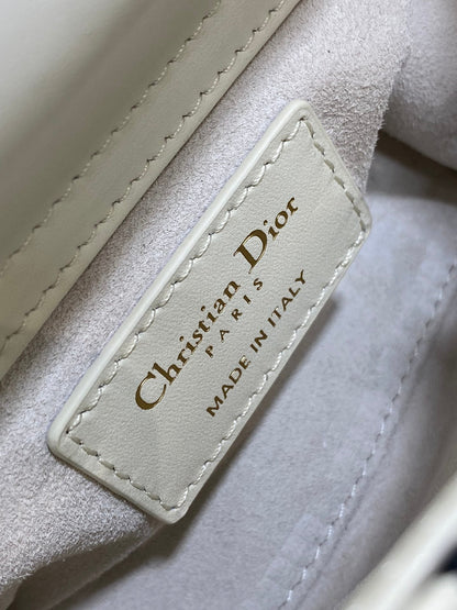 Dior 2026 Butterfly Embroidery Bag 12cm White Mix Color Leather 352067