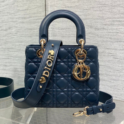 Dior 2026 Mini Lady Dior Bag Dark Blue Lambskin 247370