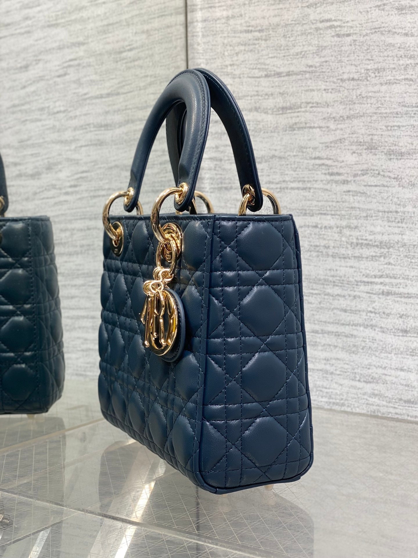 Dior 2026 Mini Lady Dior Bag Dark Blue Lambskin 247370