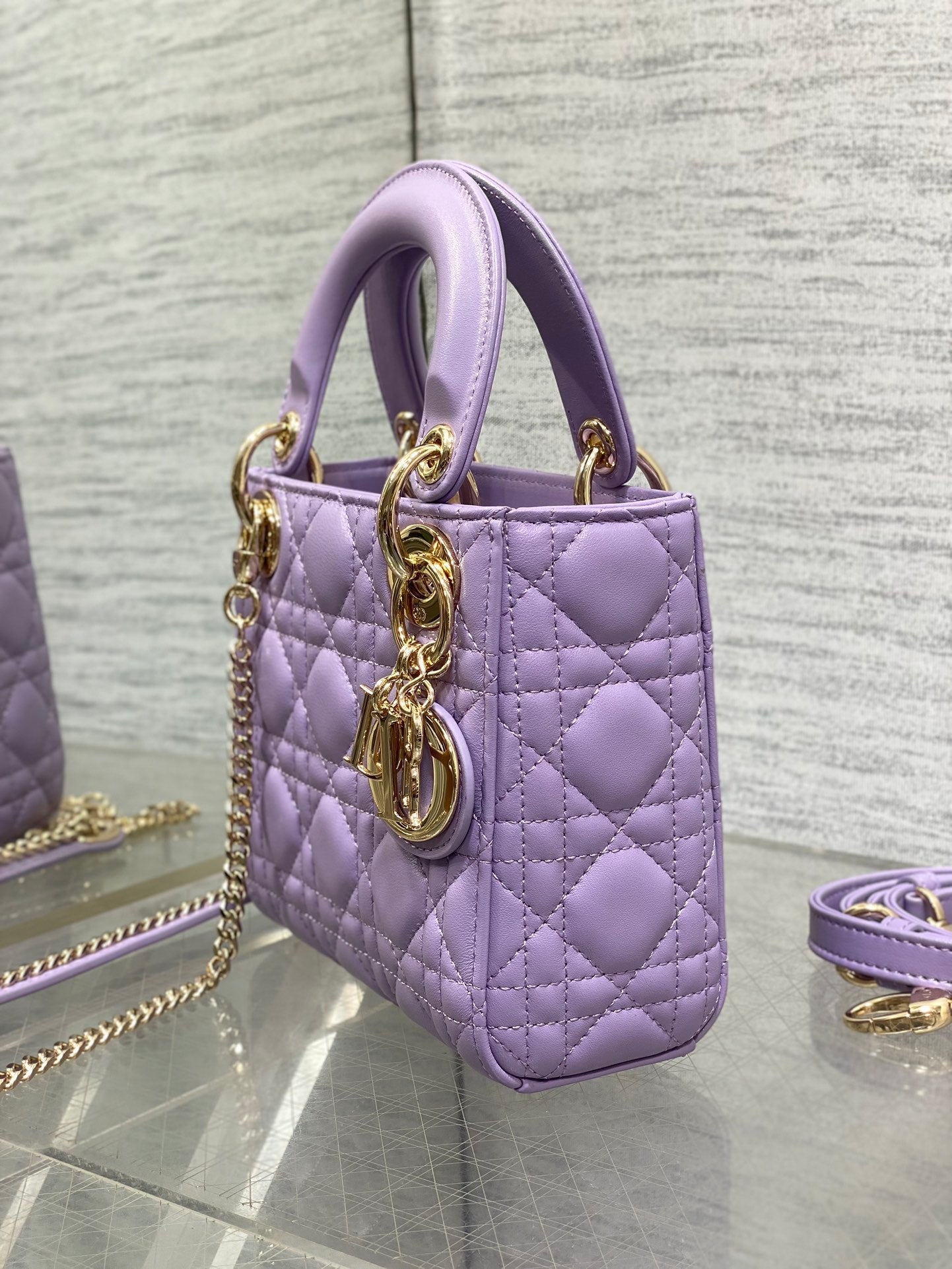 Dior 2026 Mini Lady Dior Bag Purple Lambskin 247396
