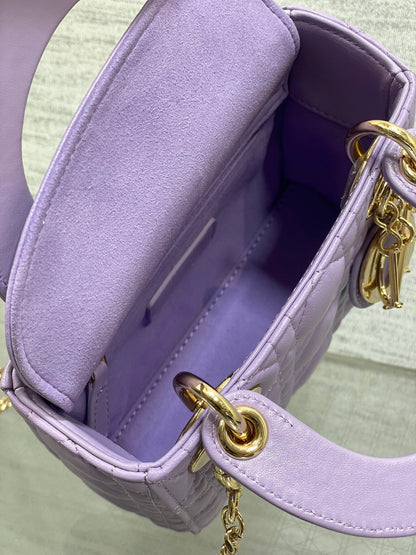 Dior 2026 Mini Lady Dior Bag Purple Lambskin 247396