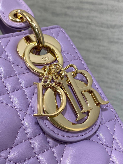 Dior 2026 Mini Lady Dior Bag Purple Lambskin 247396