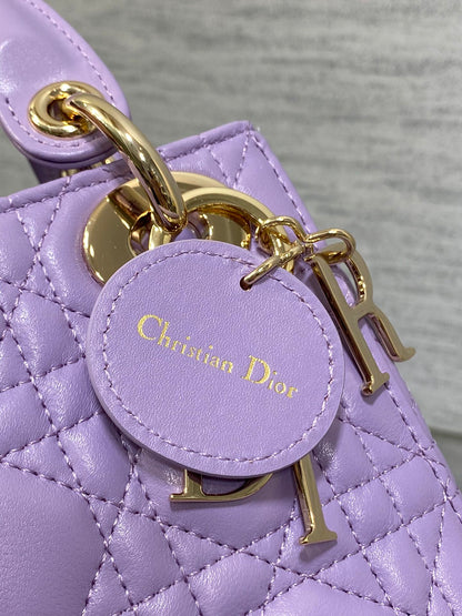 Dior 2026 Mini Lady Dior Bag Purple Lambskin 247396