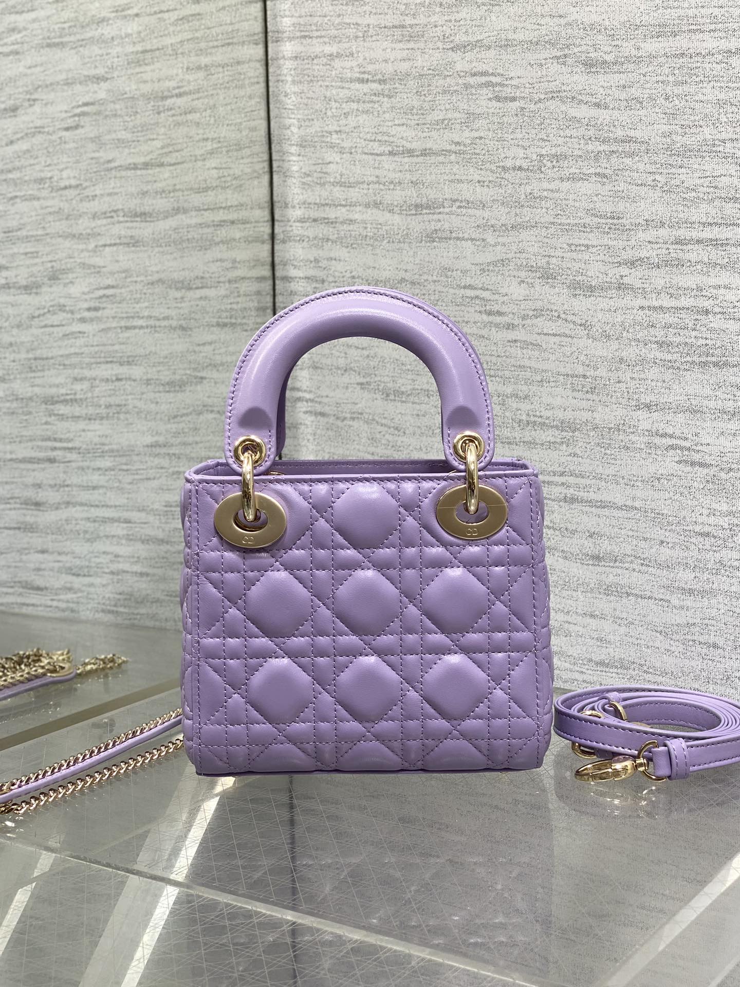 Dior 2026 Mini Lady Dior Bag Purple Lambskin 247396