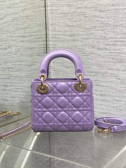 Dior 2026 Mini Lady Dior Bag Purple Lambskin 247396