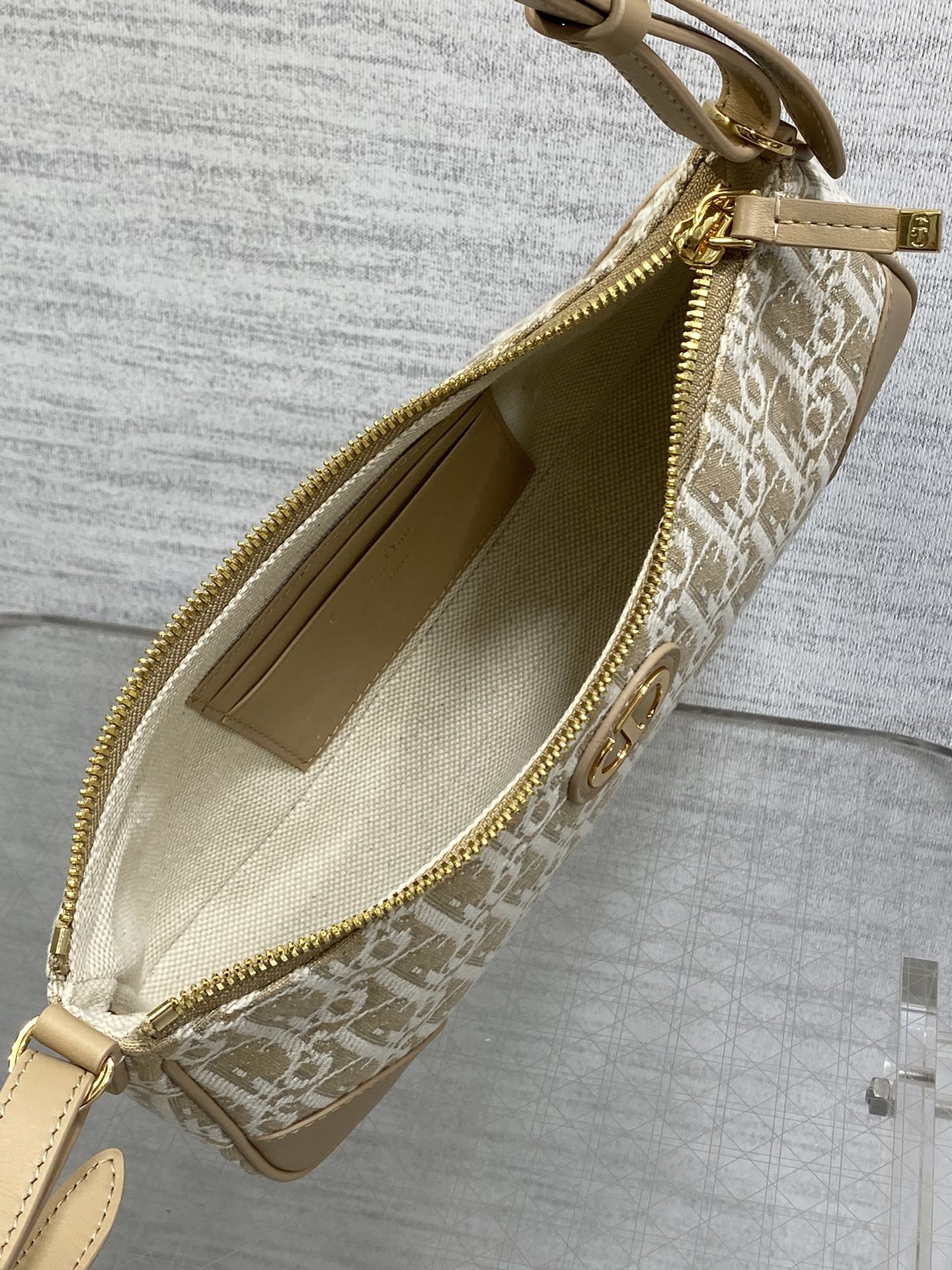 Dior 2026 Cigale Bag 26cm Beige Raffia-effect Check Fabric 272905