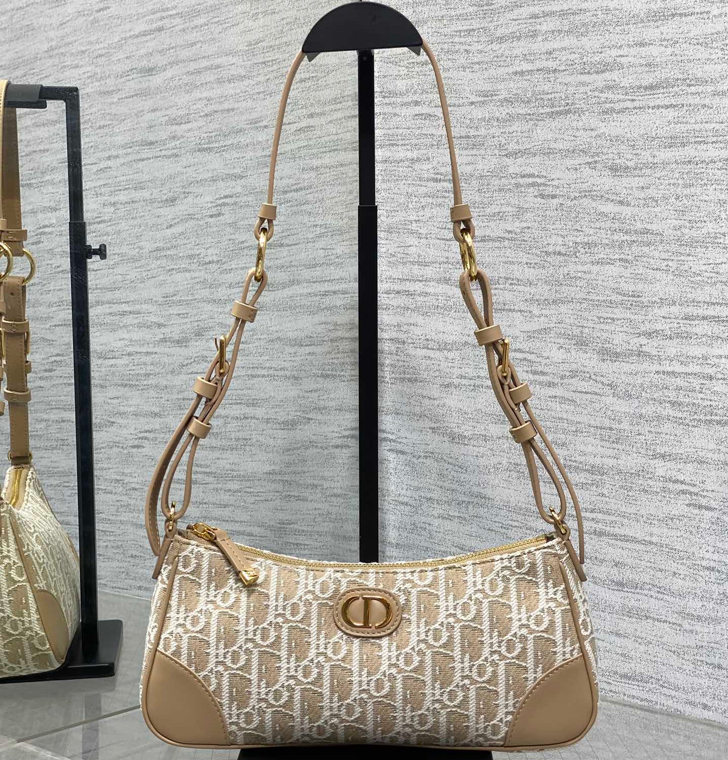 Dior 2026 Cigale Bag 26cm Beige Raffia-effect Check Fabric 272905