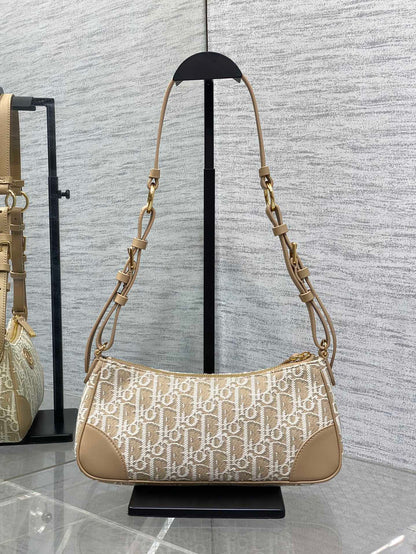 Dior 2026 Cigale Bag 26cm Beige Raffia-effect Check Fabric 272905