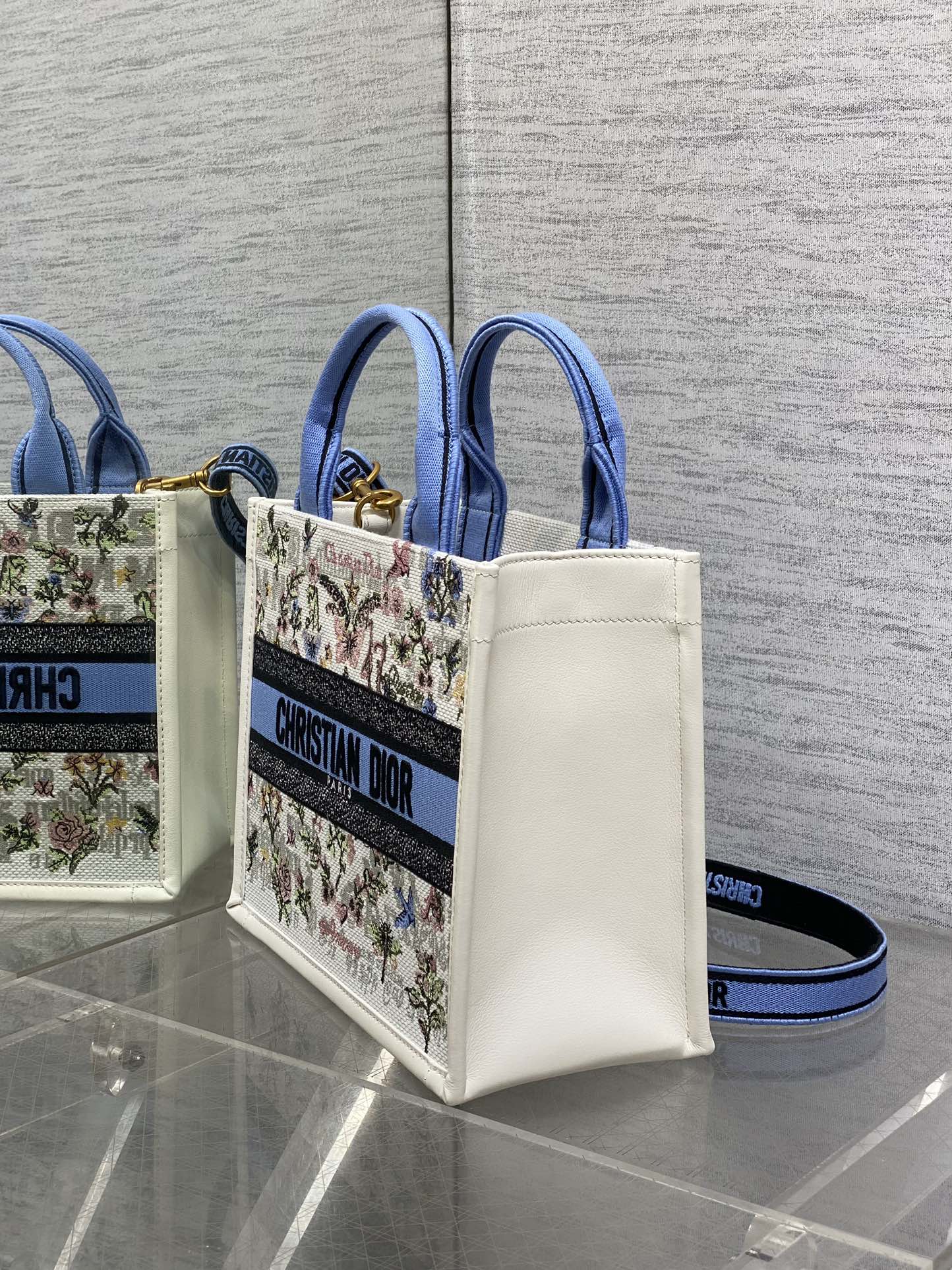 Dior 2026 Book Tote 26cm White Blue mix Colors Canvas