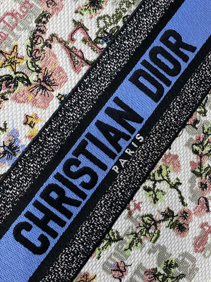 Dior 2026 Book Tote 26cm White Blue mix Colors Canvas