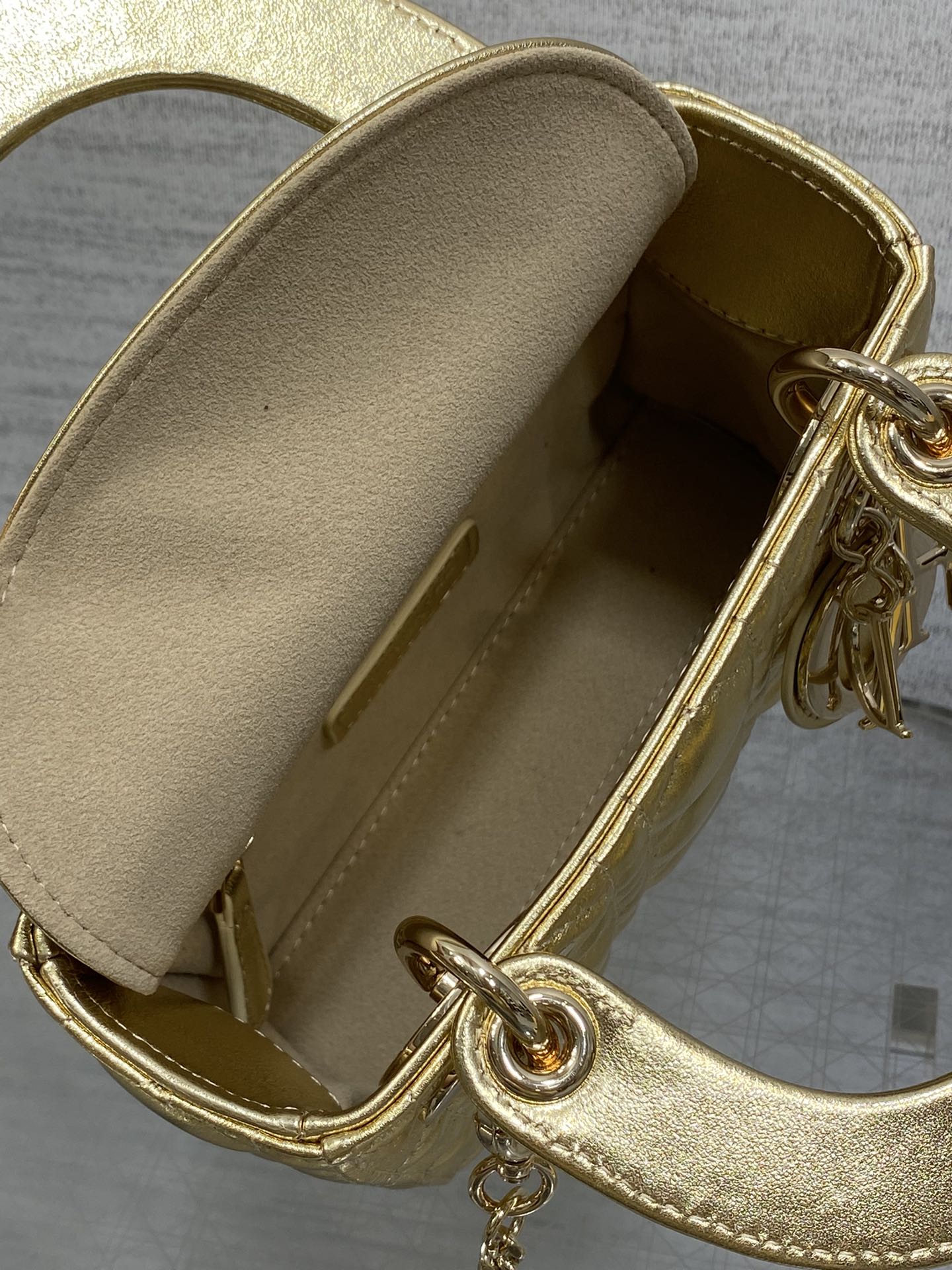 Dior 2026 Mini Lady Dior Bag Gold Lambskin 270893