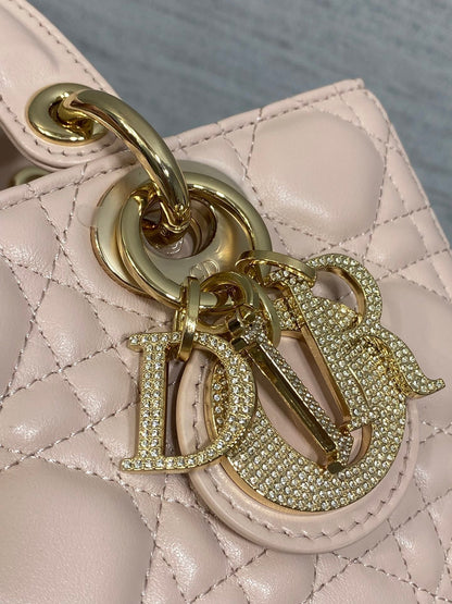 Dior 2026 Lady D-Joy Bag 22cm Powder Pink Cannage Lambskin
