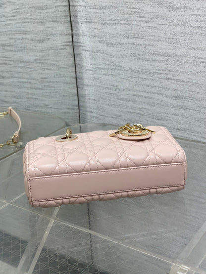 Dior 2026 Lady D-Joy Bag 22cm Powder Pink Cannage Lambskin