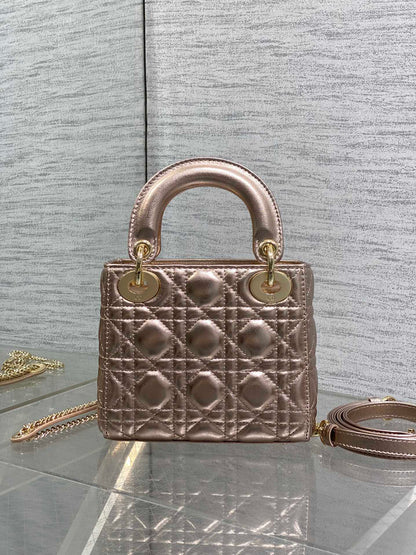 Dior 2026 Mini Lady Dior Bag Rose Gold Lambskin 270518