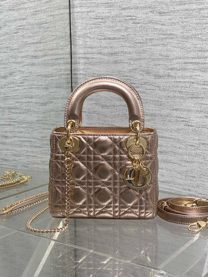 Dior 2026 Mini Lady Dior Bag Rose Gold Lambskin 270518