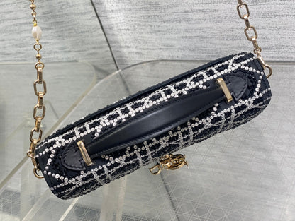 Dior 2026 Top Handle Embroidered Bag 21cm Calfskin 352086