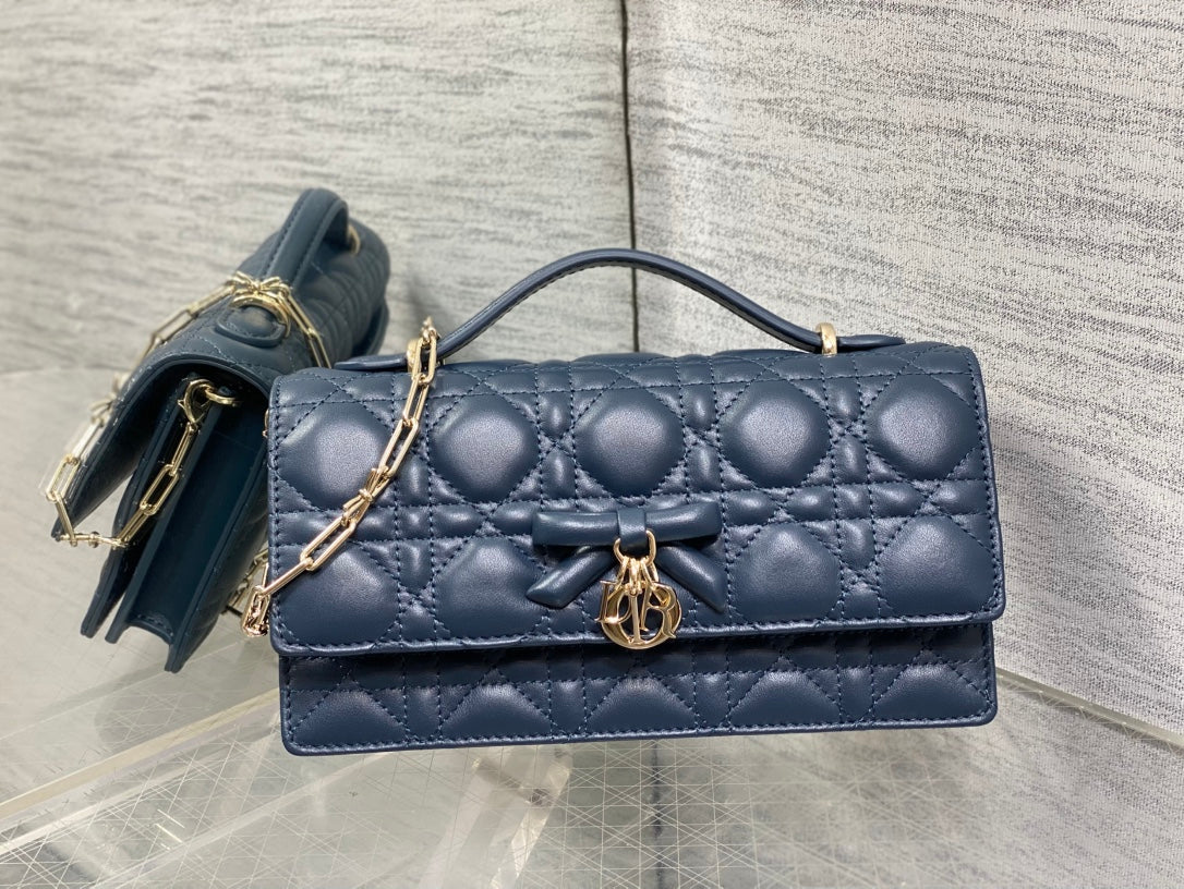 Dior 2026 My Dior Bag 21cm Navy Blue Lambskin 289008