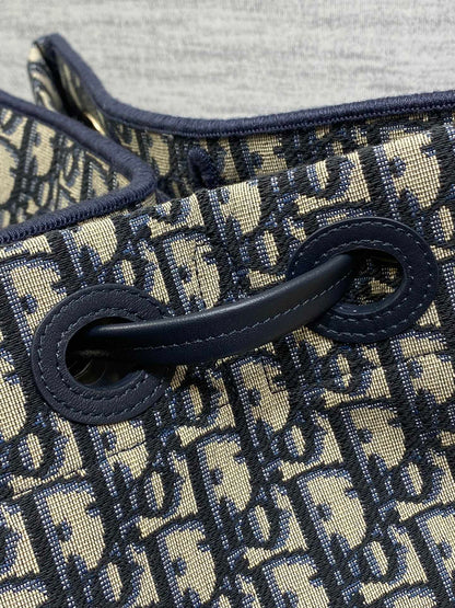 Dior 2026 Small Shopping Bag Blue Beige Canvas Leather 284287