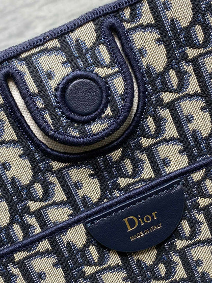 Dior 2026 Medium Shopping Bag 37cm Blue Beige Canvas Leather 284285