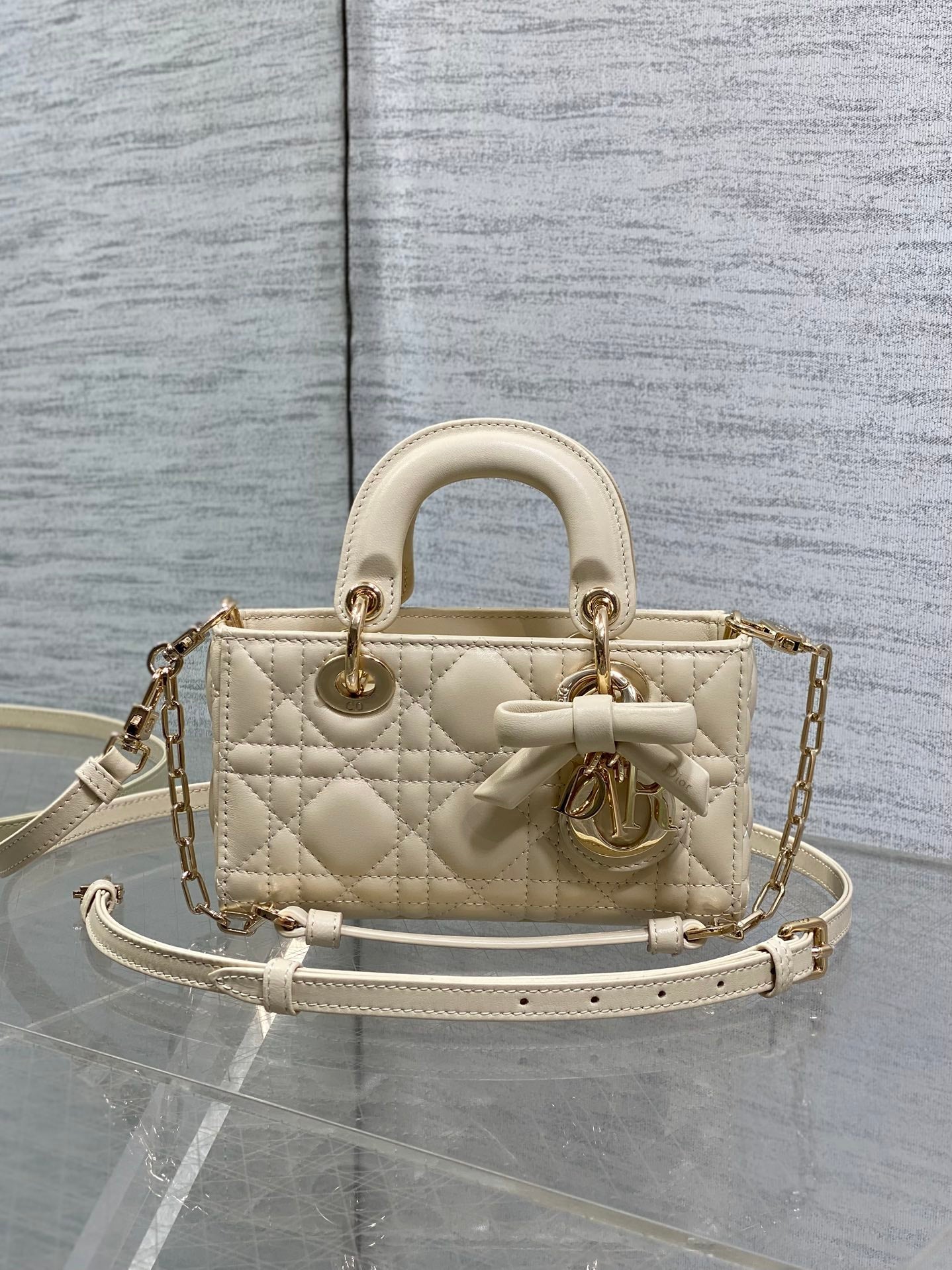 Dior 2026 Bow D-Joy Micro Bag Beige Lambskin 284115