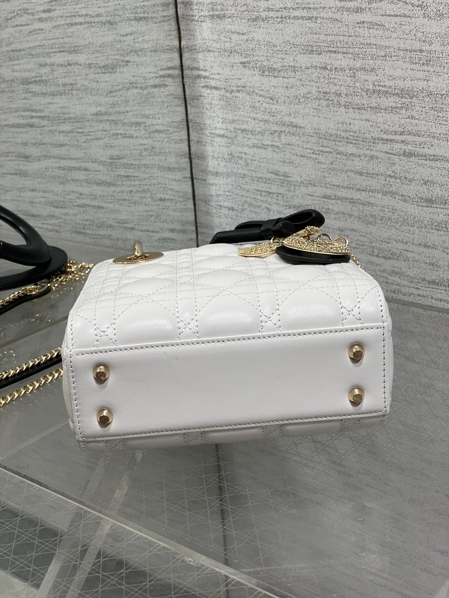 Dior 2026 Mini Lady Dior Bag White Black Lambskin 284137