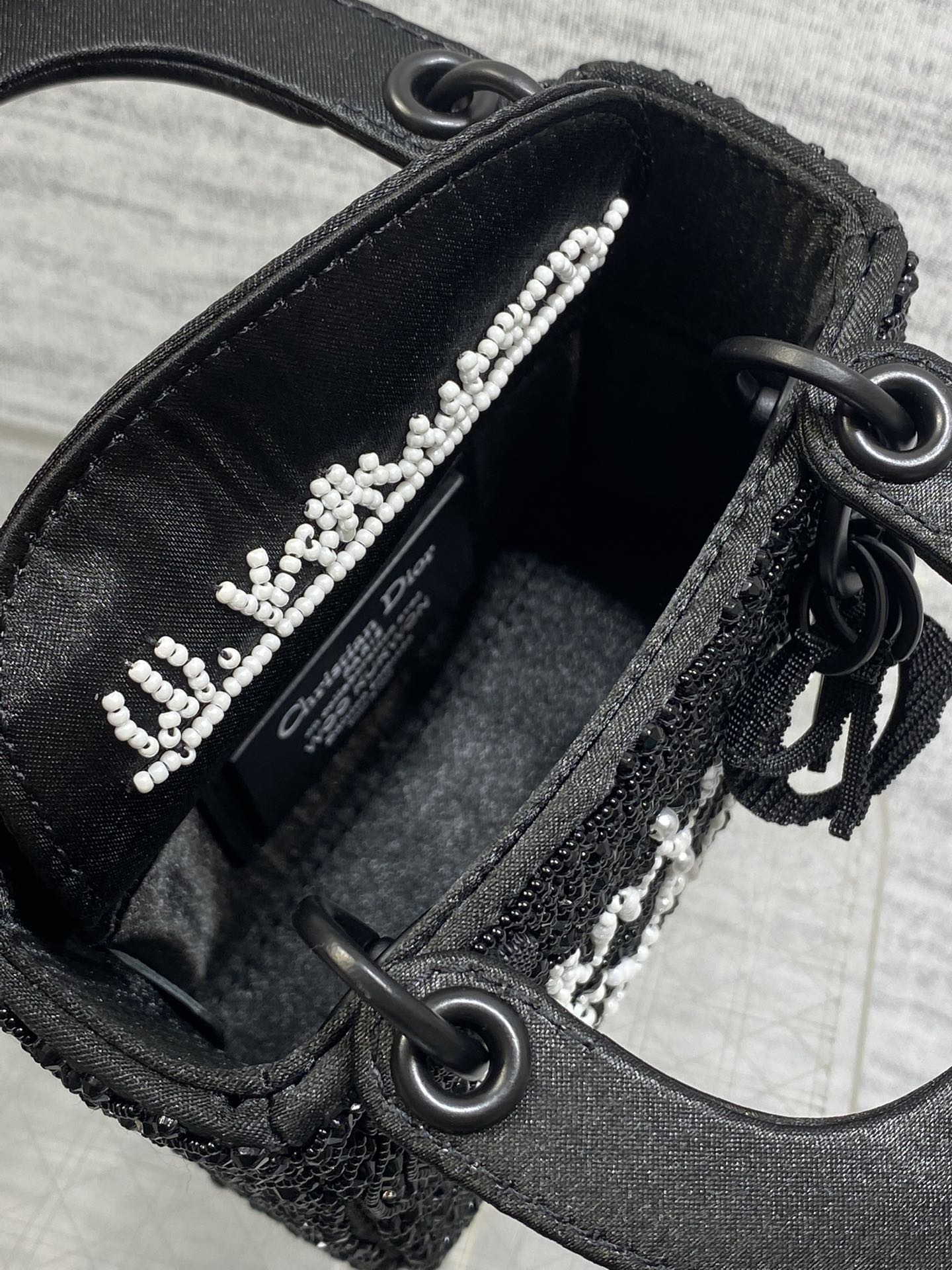 Dior 2026 Lady Art Mini Bag 12cm Black Cotton Leather 352144