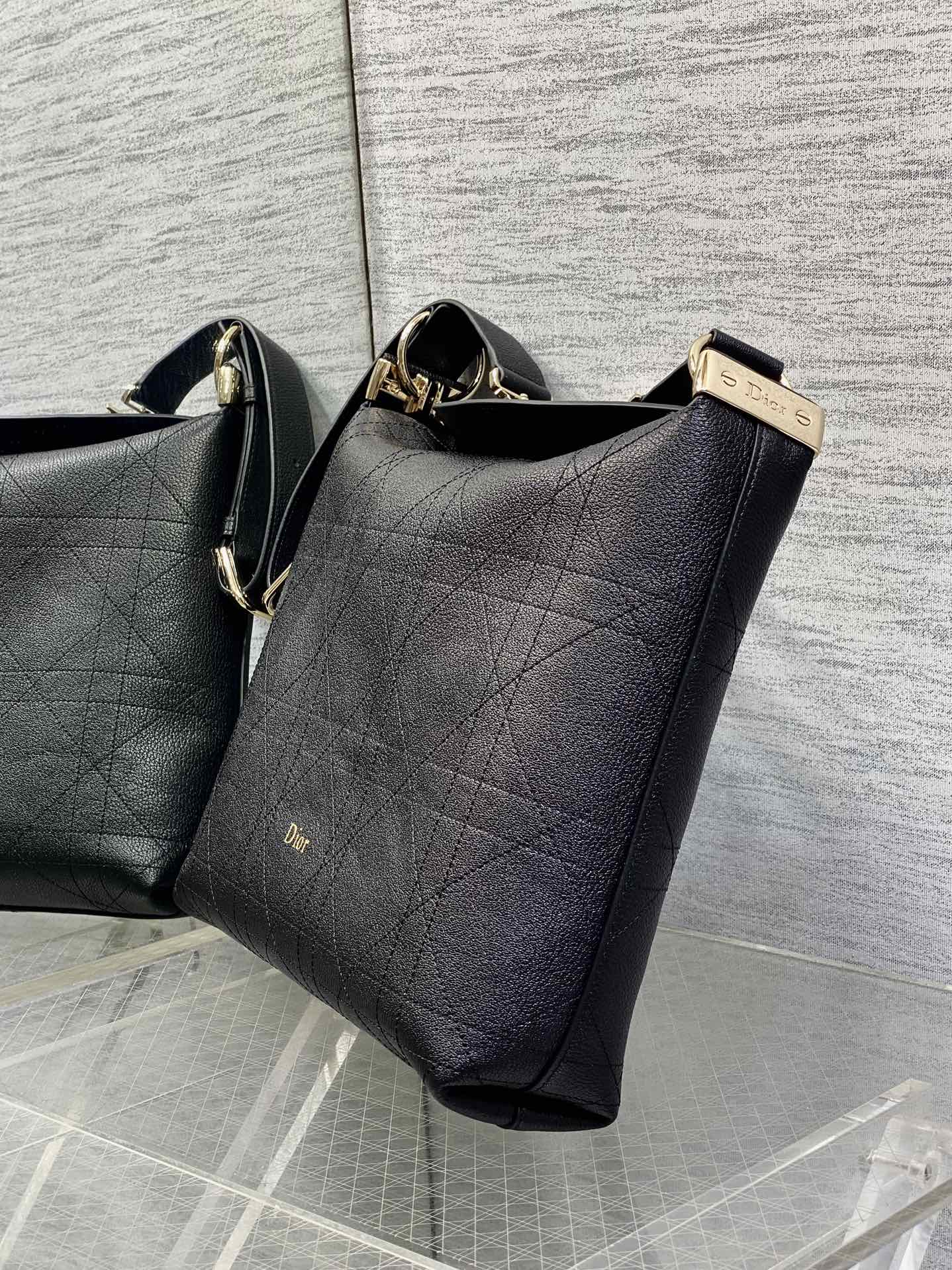 Dior 2026 Diorly Bag 31.5cm Black Flat Cannage Calfskin 286592