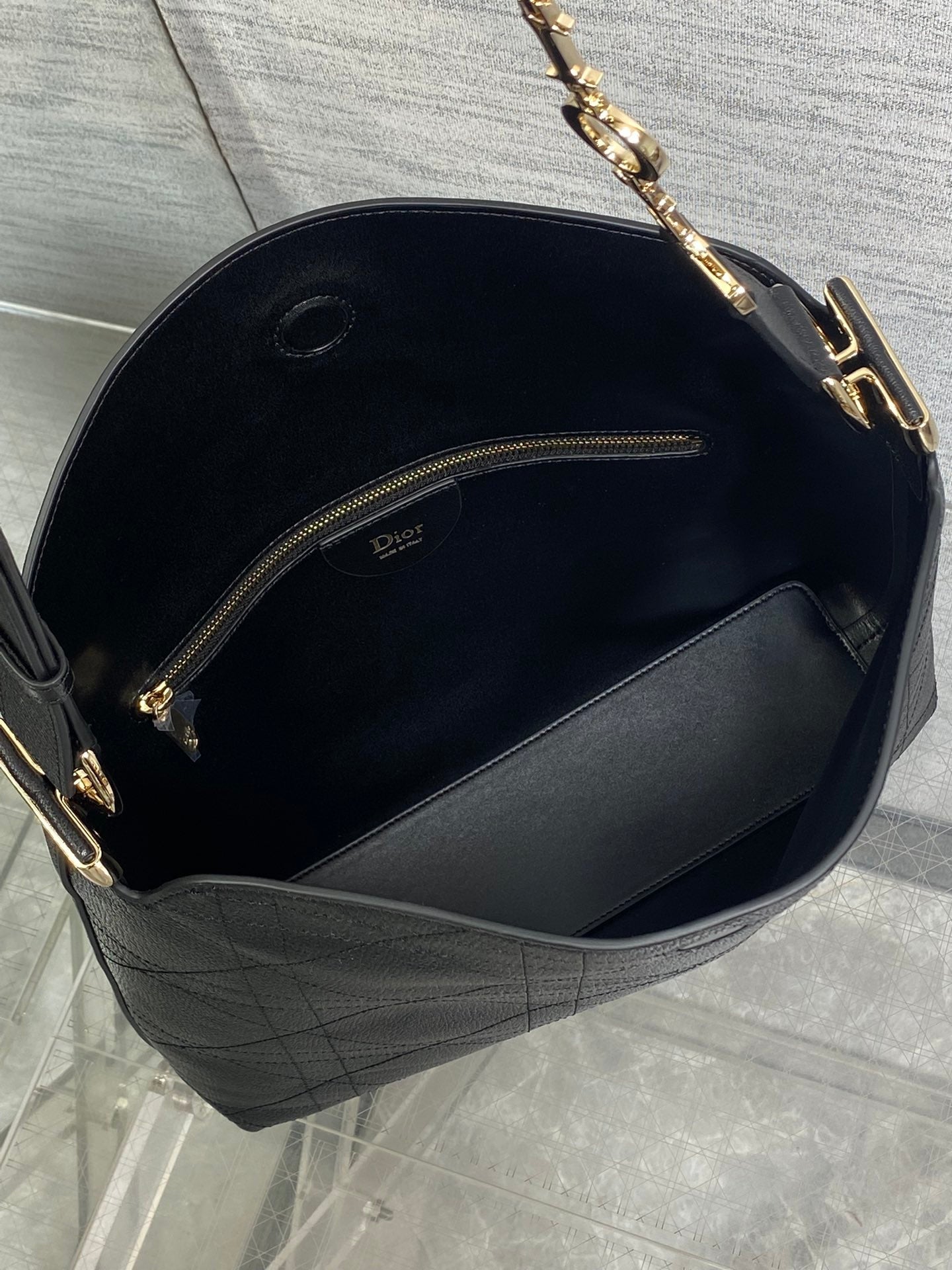 Dior 2026 Diorly Bag 31.5cm Black Flat Cannage Calfskin 286592