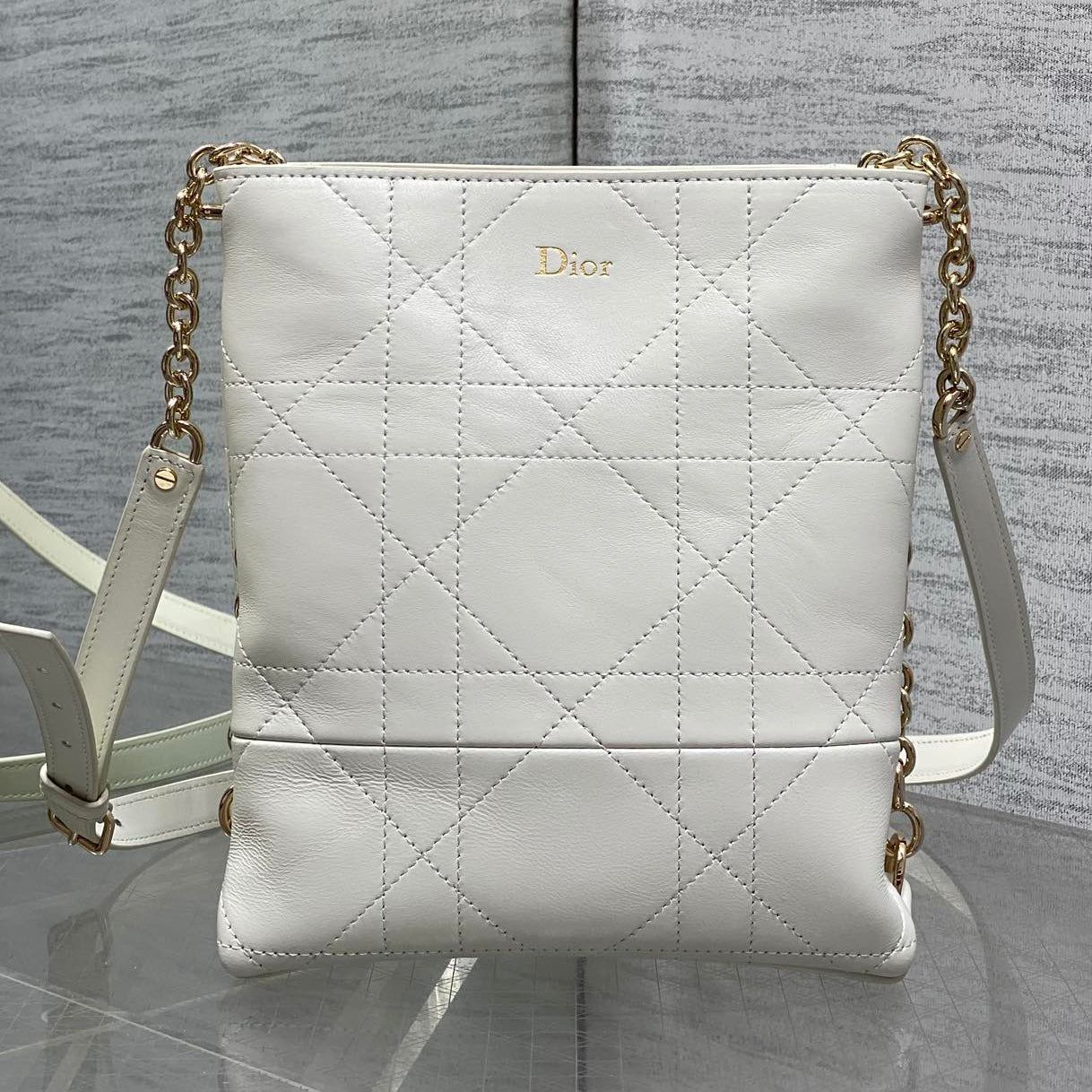 Dior 2026 Trianon Bag 21cm White Lambskin 286606