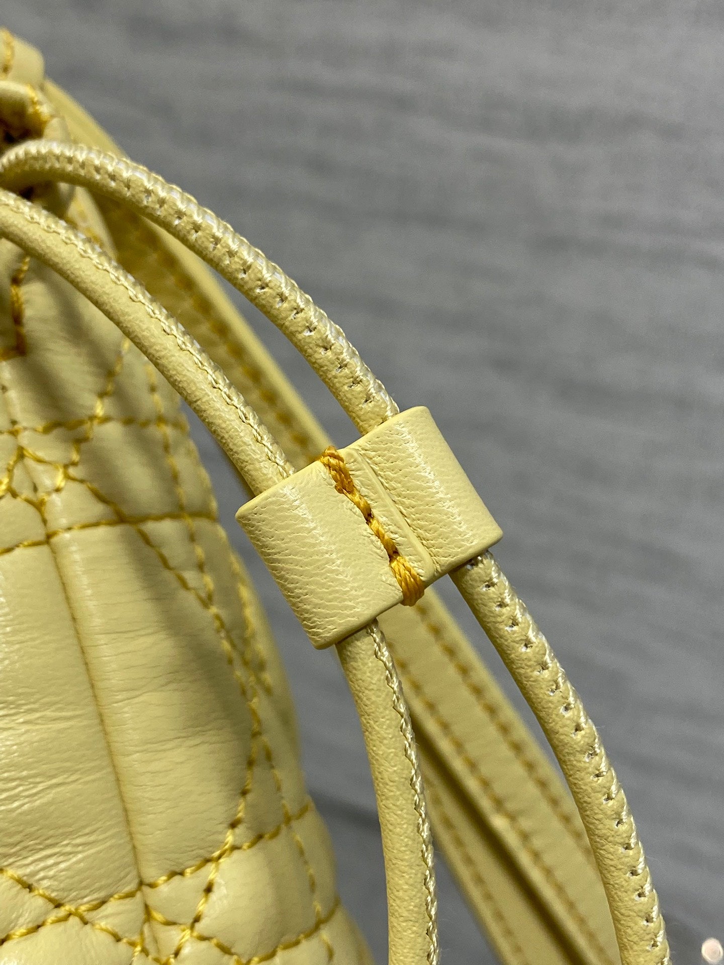 Dior 2026 Adiorable Bucket Bag 22cm Yellow Lambskin With Cannage Pattern