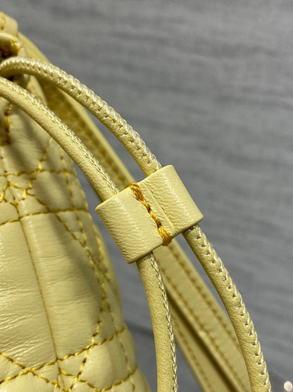 Dior 2026 Adiorable Bucket Bag 22cm Yellow Lambskin With Cannage Pattern