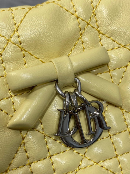 Dior 2026 Adiorable Bucket Bag 22cm Yellow Lambskin With Cannage Pattern