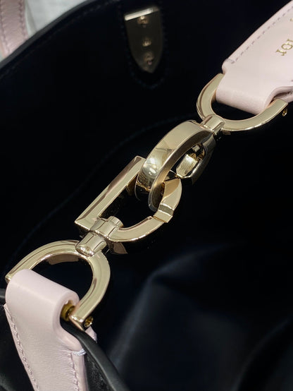 Dior 2026 Toujours Bag 18cm Black Pink Calfskin With Pink Charm 286511