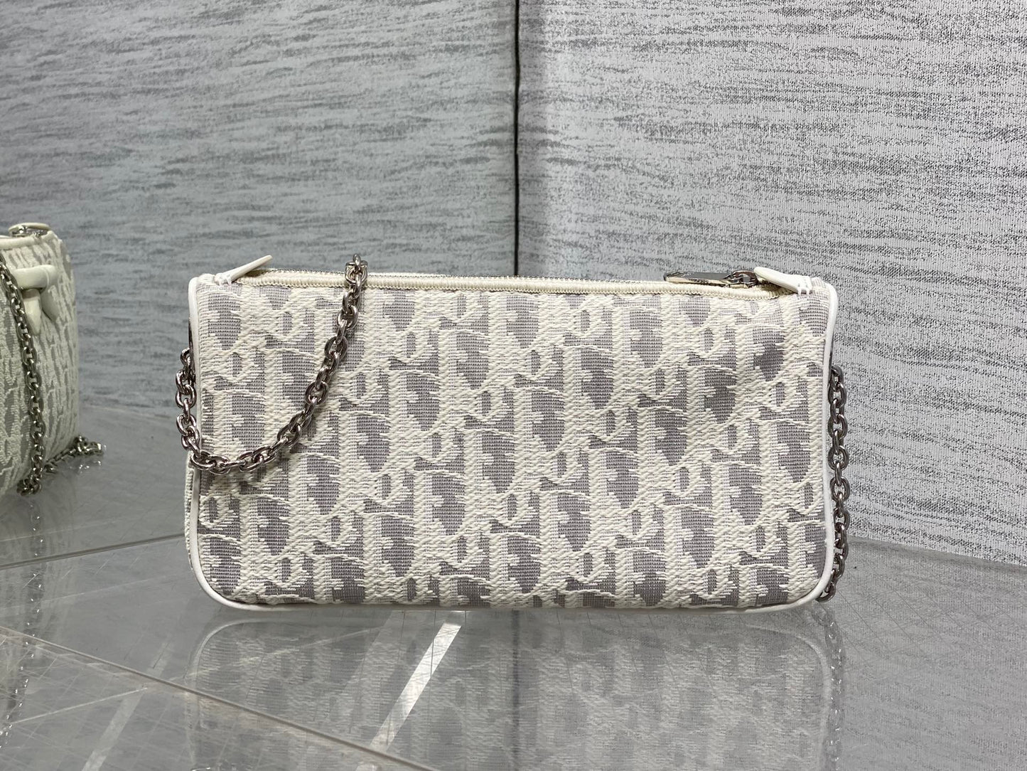 Dior 2026 Promenade 22cm Bag White Grey Cotton Calfskin 289146
