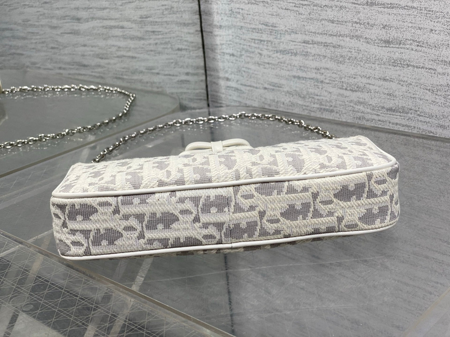 Dior 2026 Promenade 22cm Bag White Grey Cotton Calfskin 289146