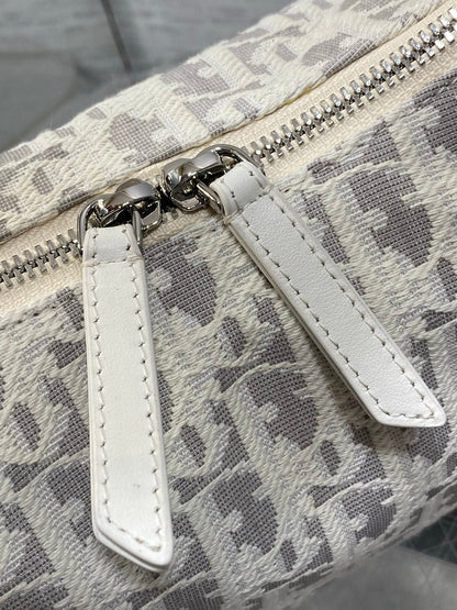 Dior 2026 D-Dream Oblique Jacquard 24cm White Grey Cotton Calfskin 289148