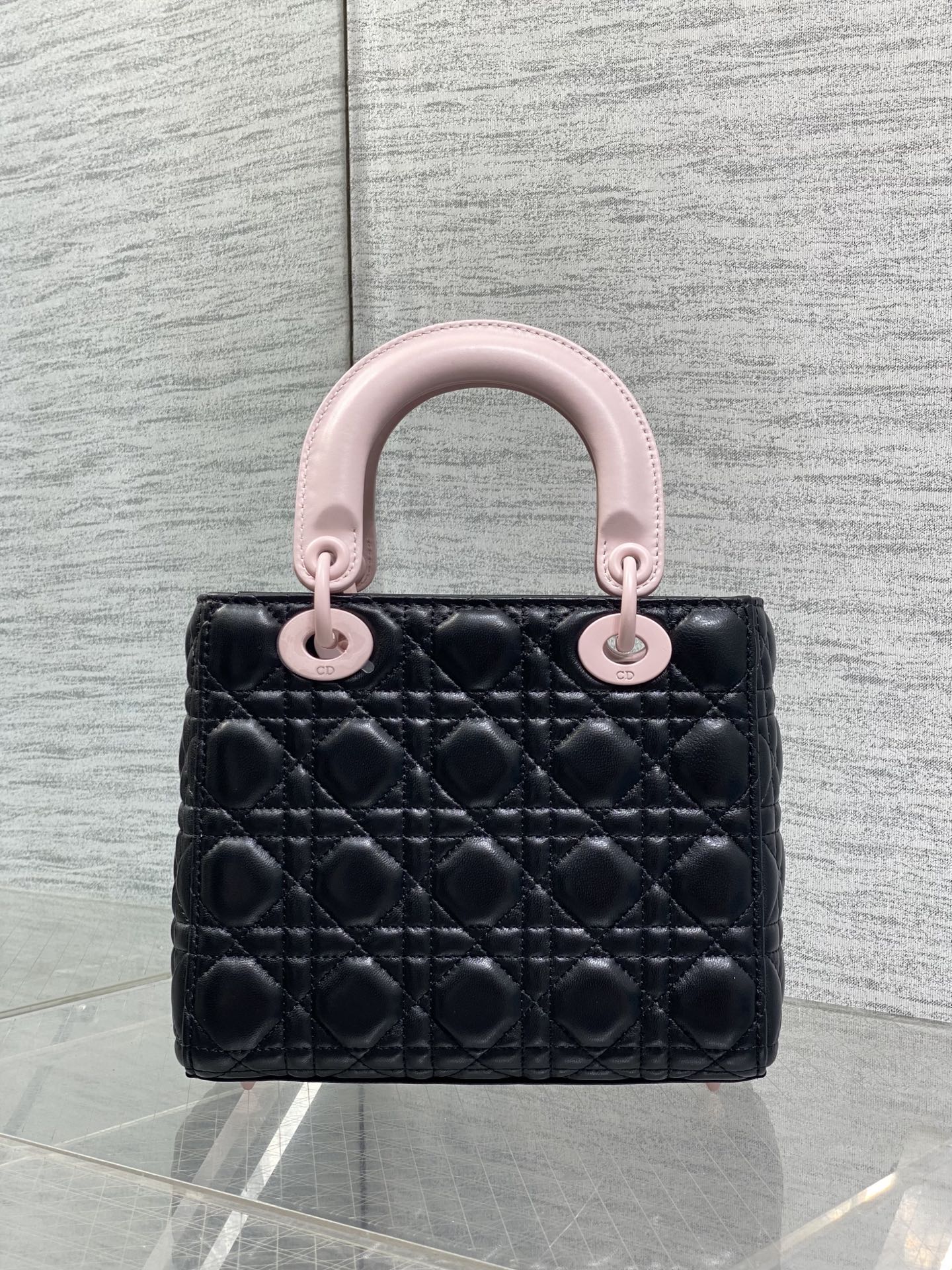 Dior 2026 Bow Lady Dior 20cm Black Pink Cannage Lambskin 289164
