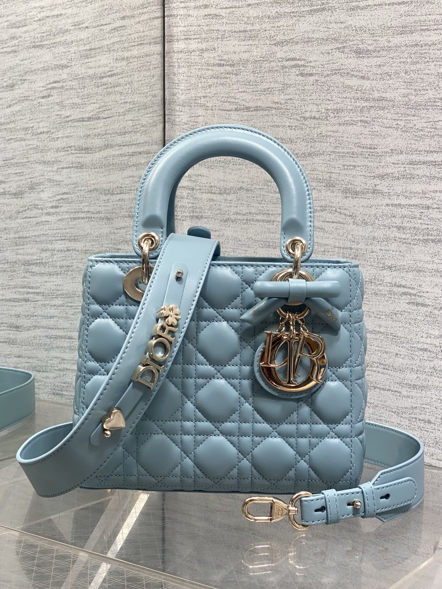 Dior 2026 Bow Lady Dior Tourmaline Blue Cannage Lambskin 289166