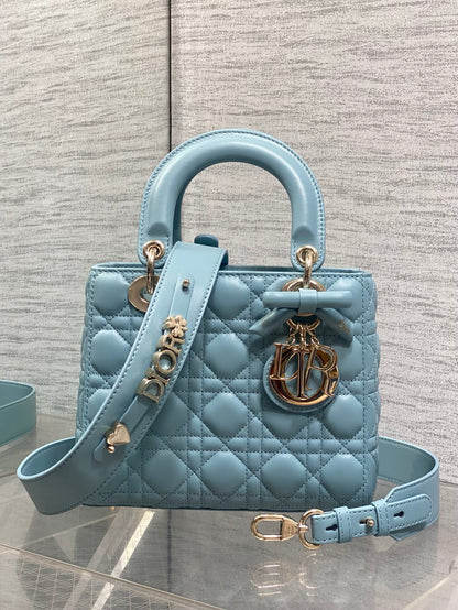 Dior 2026 Bow Lady Dior Tourmaline Blue Cannage Lambskin 289166
