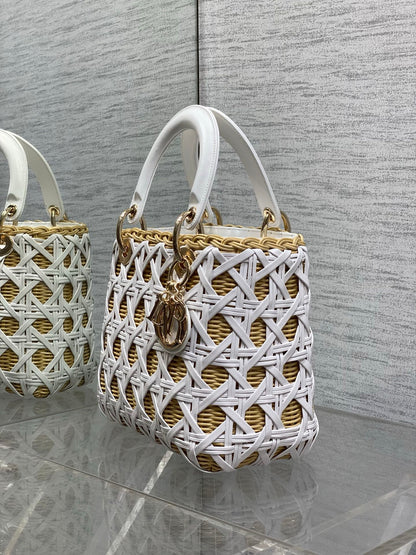 Dior 2026 Wicker Cannage Bag 24cm Leather Rattan 355285