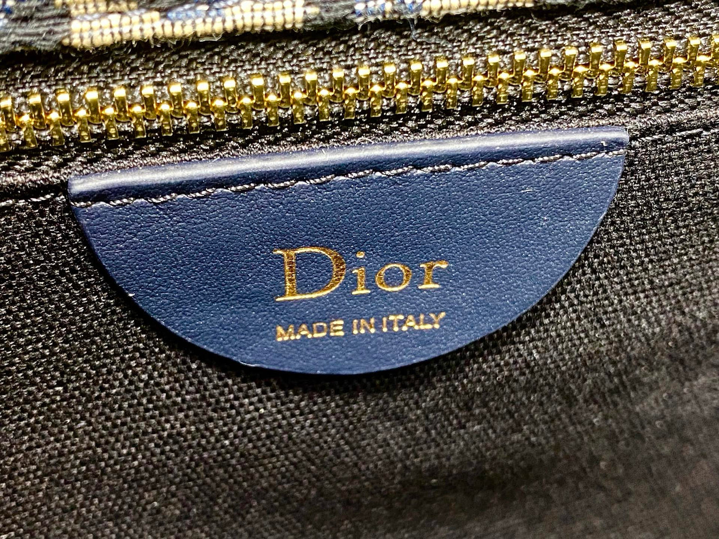 Dior 2026 Medaillon Oblique Jacquard Flap Bag 23cm Blue Beige Fabric 355386