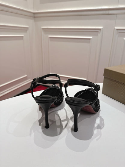 Christian Louboutin Miss Z Degrastrass Perla Slingback Pump Mesh Strass Leather 863574