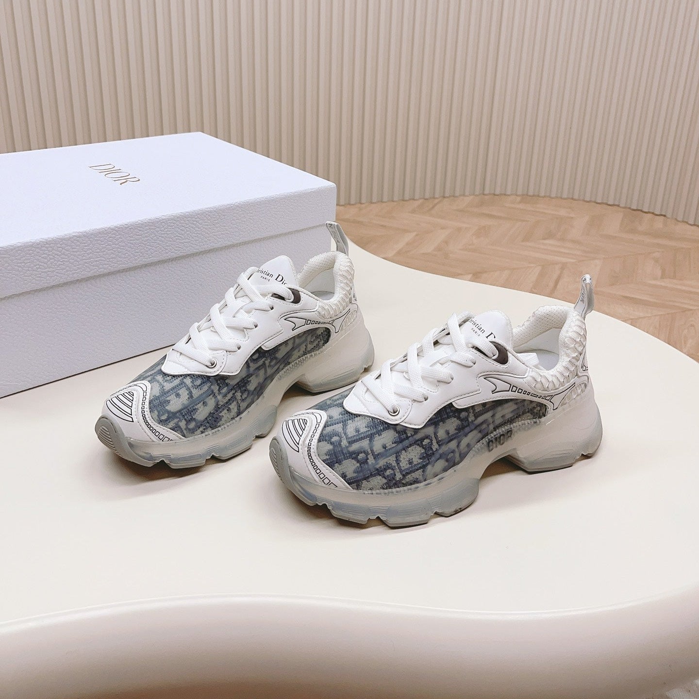 CD 26s Chrono Sneakers White Blue Canvas Rubber Mesh 643750